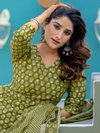 Mehendi Colour Cotton Blend With Print Kurti With Pant Dupatta Wholesale Market In Surat Aaradhna 2029